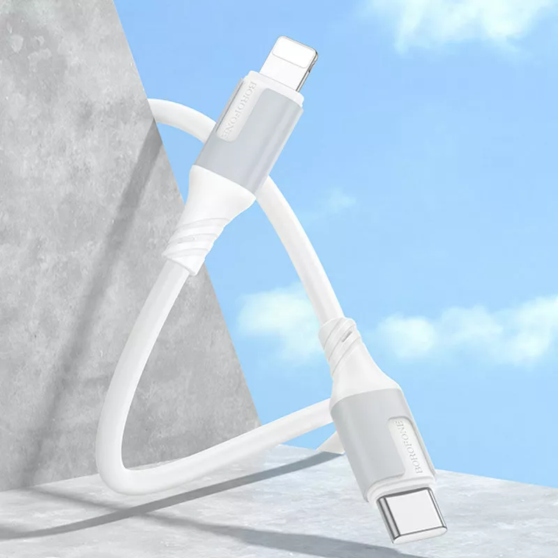 Кабель Borofone BX101 Creator USB Type-C - Lightning 27w 3a 1м PD сable White - фото 4