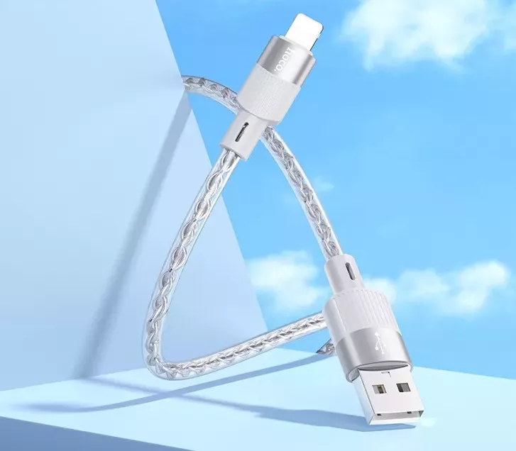 Кабель Hoco X99 Crystal Junction USB-A - Lightning 12w 2.4a 1м cable Gray - фото 4