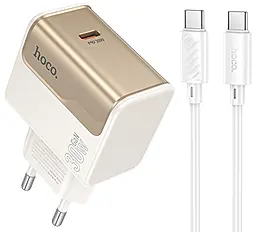 Мережевий зарядний пристрій Hoco CS72A Star Speed 30w GaN PD USB-C fast charger + USB-C to USB-C cable white - фото Мережевий зарядний пристрій Hoco CS72A Star Speed 30w GaN PD USB-C fast charger + USB-C to USB-C cable white