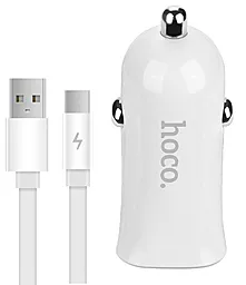 Автомобильное зарядное устройство Hoco Z12 2.4a 2xUSB-A ports car charger + micro USB cable white