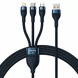 Кабель USB Baseus Flash II 100w 5a 3-in-1 USB to Type-C/Lightning Cable/micro USB cable Blue (CASS030003)