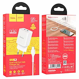 Сетевое зарядное устройство Hoco N25 2.1a 2xUSB-A ports charger + USB-C cable white - миниатюра 4 Сетевое зарядное устройство Hoco N25 2.1a 2xUSB-A ports charger + USB-C cable white - миниатюра 4