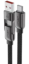 Універсальний кабель USB AceFast C13-04 2-in-1 USB-A/Type-C - Type-C 60w 3a 1.2м PD cable Black - фото Універсальний кабель USB AceFast C13-04 2-in-1 USB-A/Type-C - Type-C 60w 3a 1.2м PD cable Black