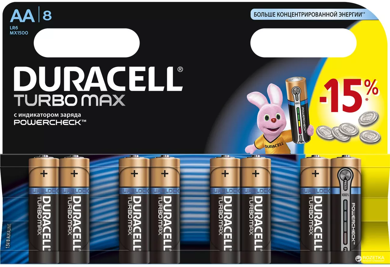 Батарейки Duracell AA (LR6) Turbo 8шт - фото 1