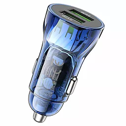Автомобильное зарядное устройство Hoco Z47 20w QC3.0 2xUSB-A ports car charger blue - фото Автомобильное зарядное устройство Hoco Z47 20w QC3.0 2xUSB-A ports car charger blue