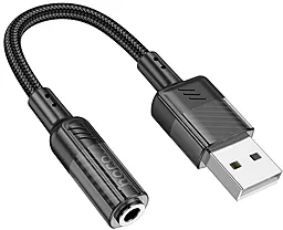 Аудио-переходник Hoco LS37 M-F USB -> AUX 3.5 mm black - фото Аудио-переходник Hoco LS37 M-F USB -> AUX 3.5 mm black