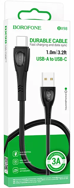 Кабель Borofone BX98 Superior USB-A - Type-C 15w 3a 1м cable Black - фото 6