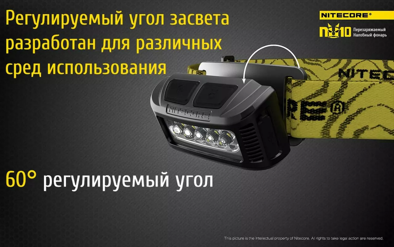 Налобний ліхтарик Nitecore NU10 (акумуляторний) Жовтий - фото 9