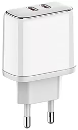 Сетевое зарядное устройство ColorWay 40w PPS PD 2xUSB-C ports charger white (CW-CHS048PD-WT)