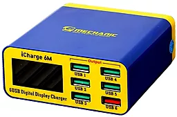 Сетевое зарядное устройство MECHANIC iCharge 6M 40w QC3.0 6xUSB-A ports charger blue/yellow