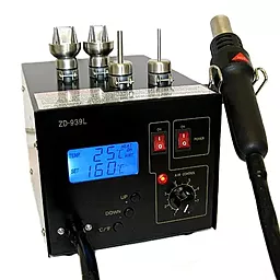 Паяльная станция компрессорная, одноканальная, термофен, термовоздушная ZD ZD-939L (Фен, 320Вт) - миниатюра 2