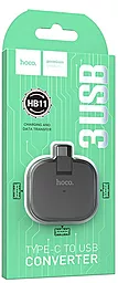 USB Type-C хаб Hoco USB-C -> 3xUSB-A HB11 Black - мініатюра 4