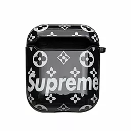 Футляр для Airpods 1/2/Hoco ES39, EW25, EW02 Plus, EW74 Glossy Brand Supreme black - фото Футляр для Airpods 1/2/Hoco ES39, EW25, EW02 Plus, EW74 Glossy Brand Supreme black