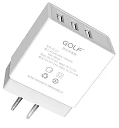 Мережевий зарядний пристрій GOLF GF-U3 3USB 3.4A White