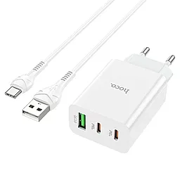 Сетевое зарядное устройство Hoco C99A 20w PD 2xUSB-C/USB-A ports fast charger + USB-С cable white