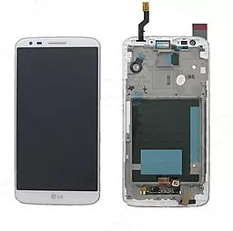 Дисплей LG G2 (D800, D801, D802, D802TR, D803, F320K, F320L, F320S, LS980) (20 pin) з тачскріном і рамкою, оригінал, White