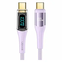 Кабель Usams Transparent Digital Display US-SJ591 USB Type-C - Type-C 100w 5a 2м PD cable Purple - фото Кабель Usams Transparent Digital Display US-SJ591 USB Type-C - Type-C 100w 5a 2м PD cable Purple
