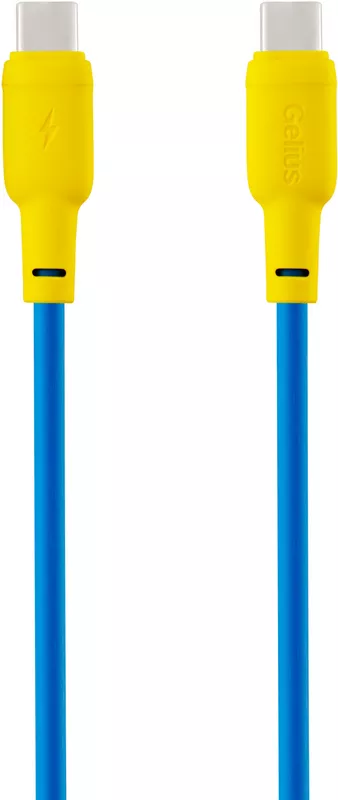 Кабель Gelius Full Silicon USB Type-C - Type-C 60w 3a 1м PD cable Yellow/Blue (GP-UCN001CC) - фото 1