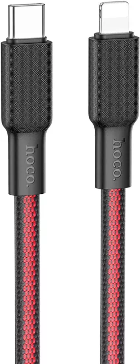 Кабель Hoco X69 Jaeger USB Type-C - Lightning 20w 3a 1м PD сable Black/Red - фото 1