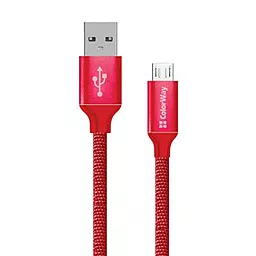 Кабель ColorWay USB-A - micro USB 12w 2.4a 2м cable Red (CW-CBUM009-RD) - фото Кабель ColorWay USB-A - micro USB 12w 2.4a 2м cable Red (CW-CBUM009-RD)