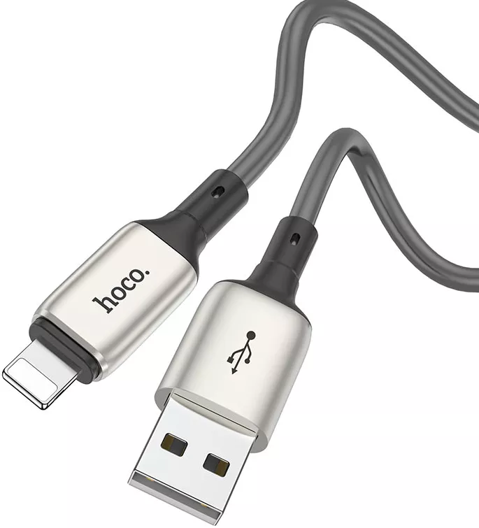 Кабель Hoco X66 Howdy USB-A - Lightning 12w 2.4a 1м cable Grey - фото 2