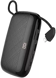 Повербанк Hoco S29 Nimble 10000 mAh (с кабелем Lightning) Black - фото Повербанк Hoco S29 Nimble 10000 mAh (с кабелем Lightning) Black