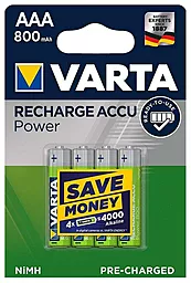 Акумулятор Varta Recharge Accu AAA/HR03 Ni-MH 800 mAh BL 4шт 1.2 V