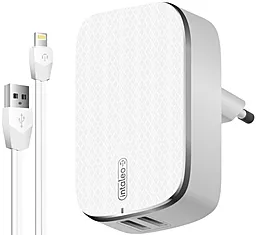 Сетевое зарядное устройство Intaleo TCG242 2.1a 2xUSB-A ports charger + Lightning cable white (1283126477454) - фото Сетевое зарядное устройство Intaleo TCG242 2.1a 2xUSB-A ports charger + Lightning cable white (1283126477454)
