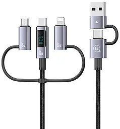 Універсальний кабель Usams 6-in-1 USB-A/Type-C to Type-C/Lightning/micro USB 60w 3a 1.2м PD cable Gray (US-SJ713)