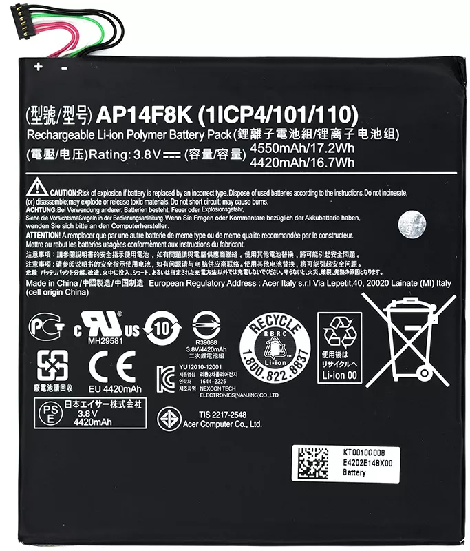 Аккумулятор для планшета Acer Iconia One 7 B1-750 / AP14E8K (3520 mAh) Original - фото 1