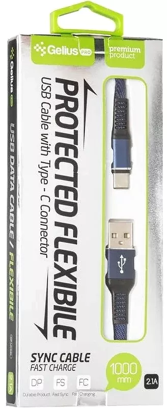Кабель Gelius Pro Flexible USB-A - Type-C 10.5w 1м cable Blue (GP-UC02t) - фото 3