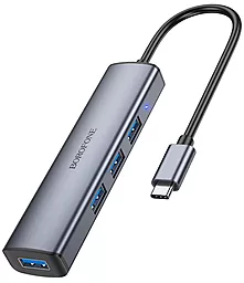 USB Type-C хаб Borofone DH12 4-in-1 gray