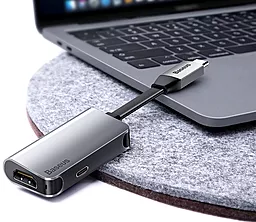 Мультипортовый USB Type-C хаб Baseus Little Box USB-C -> HDMI+Type-C Smart HUB Converter Grey (CAHUB-E0G) - миниатюра 5