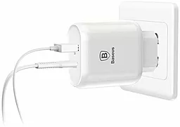 Мережевий зарядний пристрій з швидкою зарядкою Baseus Bojure Series USB-C QC3.0 32W + USB-C to Lightning Cable White (TZTUN-BJ02) - мініатюра 5