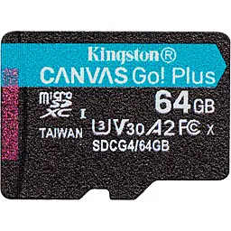 Карта памяти Kingston microSDXC Canvas Go! Plus 64GB UHS-I U3 V30 A2 Class 10 (SDCG4/64GBSP) - фото Карта памяти Kingston microSDXC Canvas Go! Plus 64GB UHS-I U3 V30 A2 Class 10 (SDCG4/64GBSP)