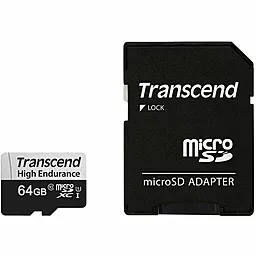 Карта пам'яті Transcend microSDXC 64GB High Endurance Class 10 UHS-I U1 + SD-адаптер (TS64GUSD350V) - фото Карта пам'яті Transcend microSDXC 64GB High Endurance Class 10 UHS-I U1 + SD-адаптер (TS64GUSD350V)