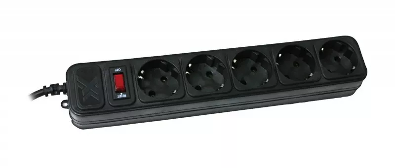 Сетевой фильтр (удлинитель) Maxxter SPM5-G-6B чёрный - фото 1