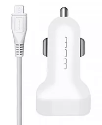 Автомобільний зарядний пристрій WUW T22 2.1a 2USB-A сar charger + micro USB cable white