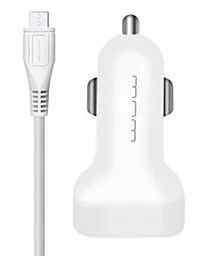 Автомобильное зарядное устройство WUW T22 2.1a 2xUSB-A сar charger + micro USB cable white - фото Автомобильное зарядное устройство WUW T22 2.1a 2xUSB-A сar charger + micro USB cable white