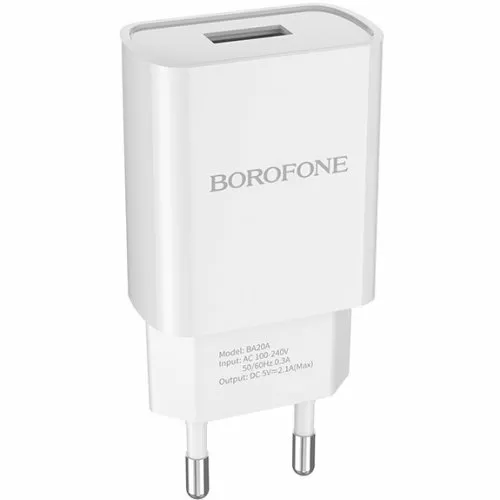 Сетевое зарядное устройство Borofone BA20A Sharp 2.1a home charger white - фото 1