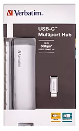 USB Type-C хаб Verbatim USB-C/4хUSB3.0 Silver/Black (49147) - миниатюра 4