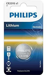 Батарейки Philips CR2016 Lithium 1 шт. 3 V