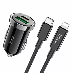 Автомобильное зарядное устройство Hoco Z44 Leading 20w PD USB-C/USB-A ports car charger + USB-C to Lightning cable black