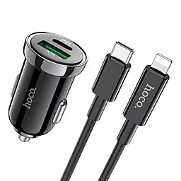 Автомобильное зарядное устройство Hoco Z44 Leading 20w PD USB-C/USB-A ports car charger + USB-C to Lightning cable black - фото Автомобильное зарядное устройство Hoco Z44 Leading 20w PD USB-C/USB-A ports car charger + USB-C to Lightning cable black