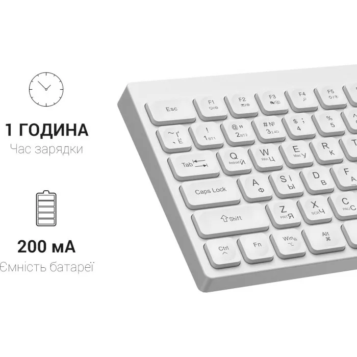 Клавиатура OfficePro SK955W Wireless/Bluetooth White - фото 10