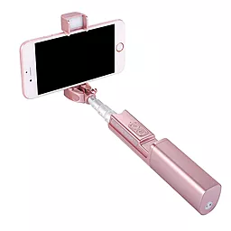 Монопод Noosy BR13 LED flashlight Bluetooth selfie stick Rose Gold - миниатюра 3