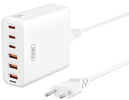 Сетевое зарядное устройство XO L133 75w PD/QC GaN 3xUSB-C/USB-A ports fast charger white - фото Сетевое зарядное устройство XO L133 75w PD/QC GaN 3xUSB-C/USB-A ports fast charger white