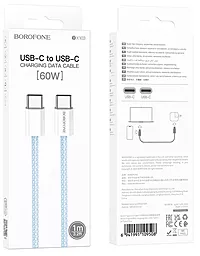 Кабель Borofone BX103 Original USB Type-C - Type-C 60w 3a 1м PD cable White - миниатюра 4 Кабель Borofone BX103 Original USB Type-C - Type-C 60w 3a 1м PD cable White - миниатюра 4
