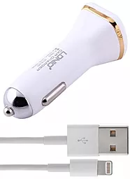 Автомобільний зарядний пристрій LDNio USB Car Charger + Lightning (2.1Ax2) White (DL-C219)