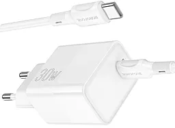 Мережевий зарядний пристрій з швидкою зарядкою Borofone BA77A 30W PD/QC 3A USB-C + USB-C cable White - мініатюра 3